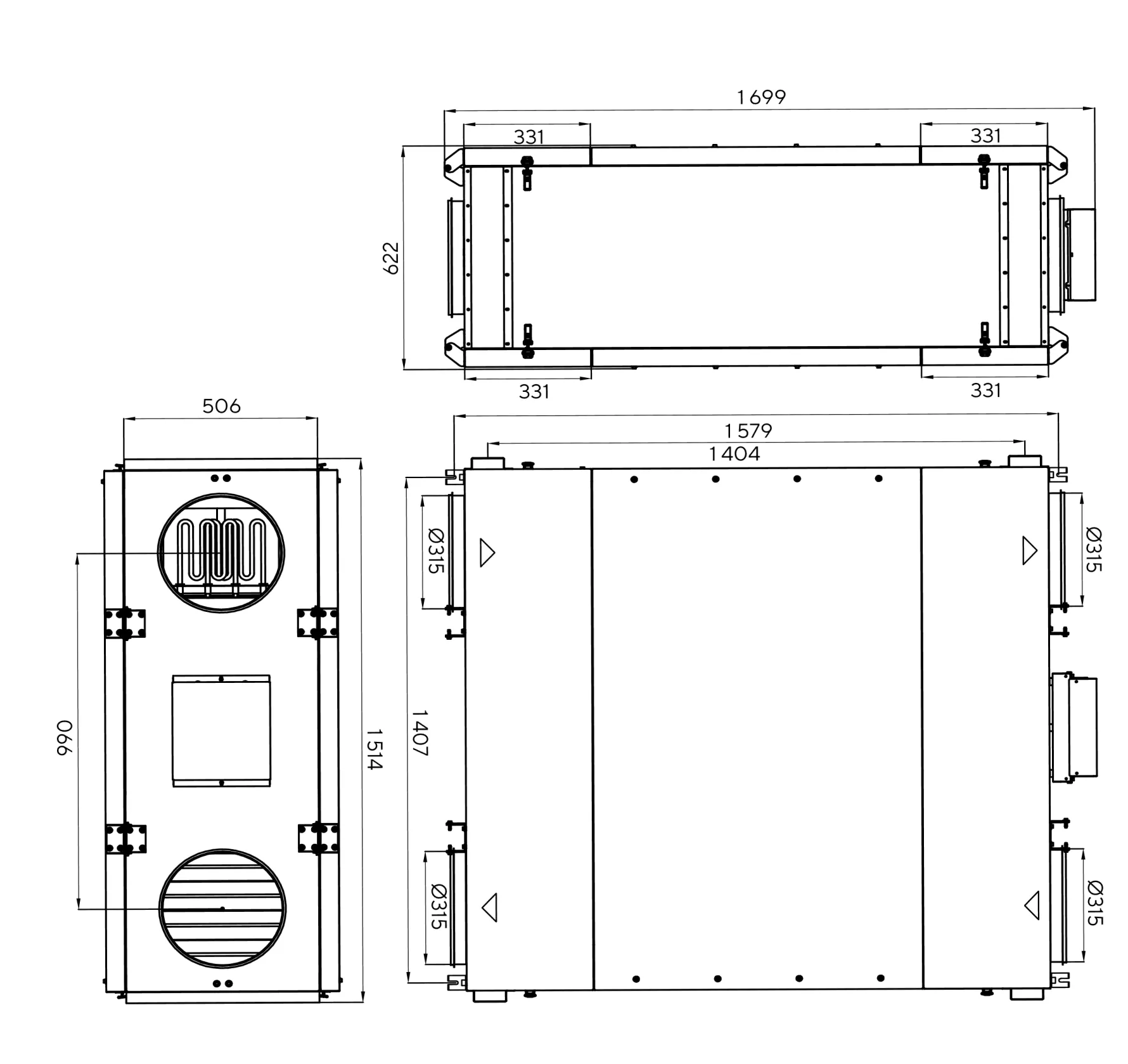 Габаритные размеры — Zenit Standart XM 1400 3/4,5E220. Размеры в миллиметрах.