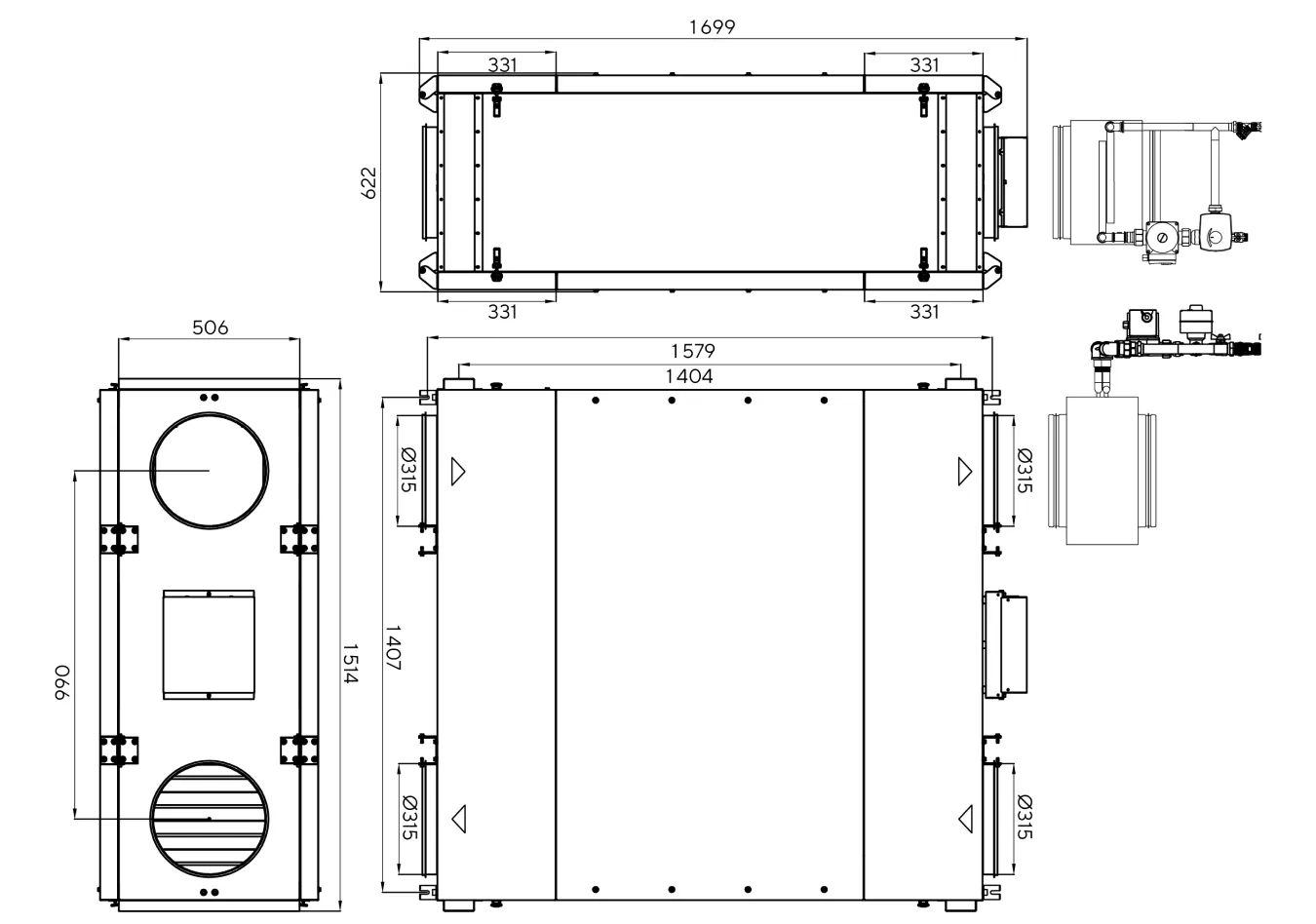 Габаритные размеры — Zenit Standart X 1400 W2R. Размеры в миллиметрах.