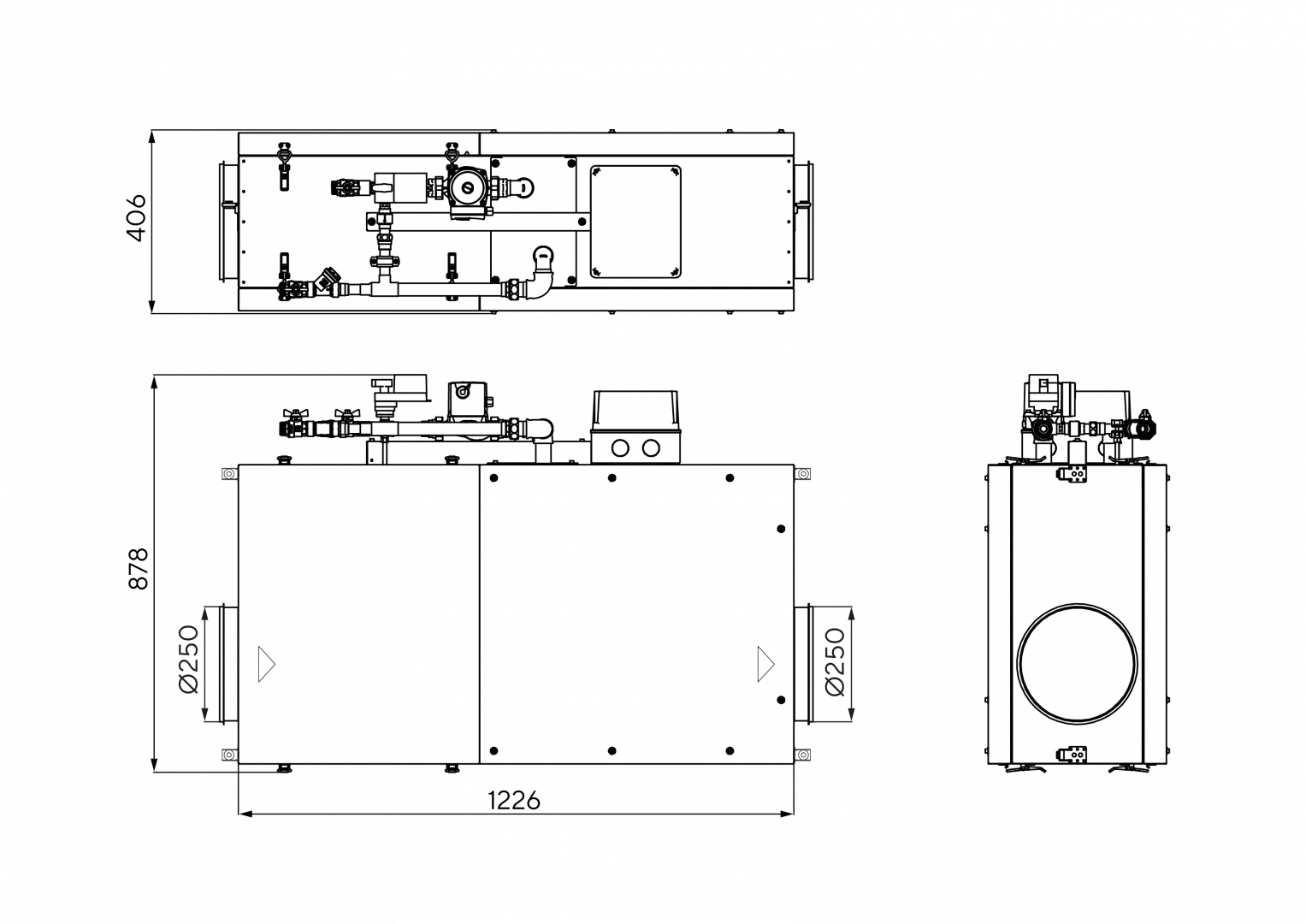 Габаритные размеры — Capsule 1100 W2R. Размеры в миллиметрах.