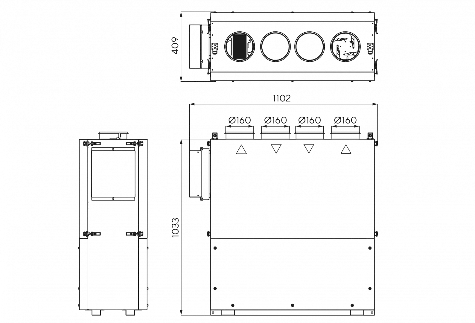 Габаритные размеры — Zenit Heco V 350 W3R (Steel). Размеры в миллиметрах.