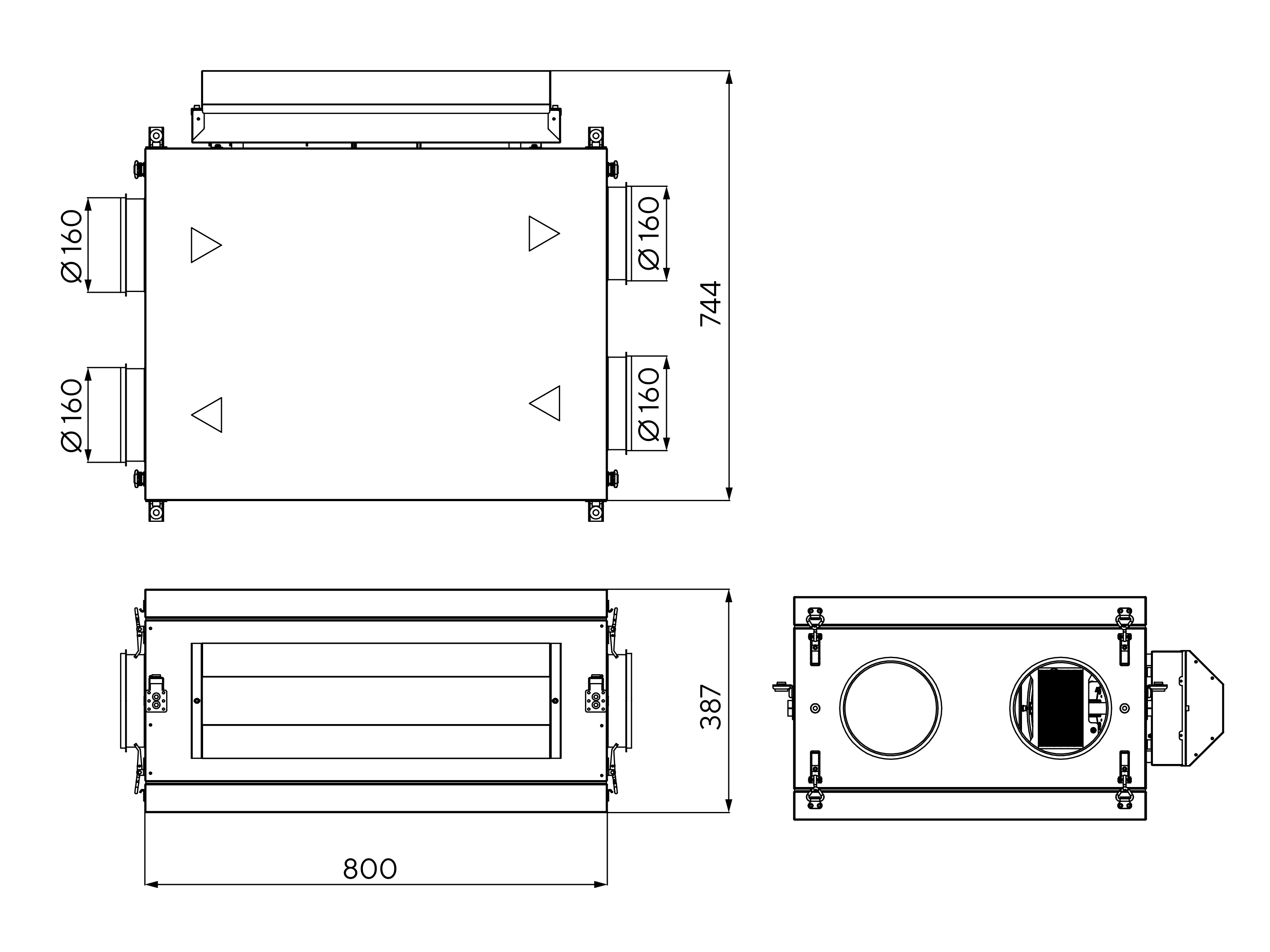 Габаритные размеры — Orbita X 310 1/1,5E. Размеры в миллиметрах.
