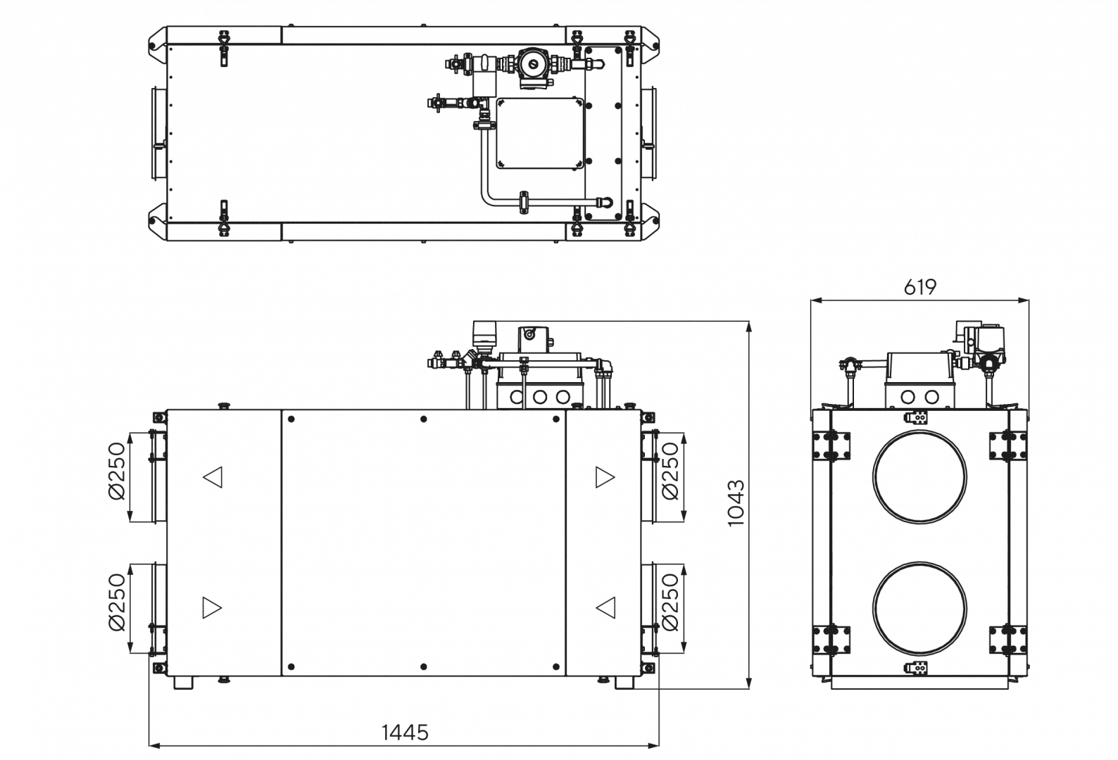 Габаритные размеры — Zenit Heco X 760 W2R. Размеры в миллиметрах.