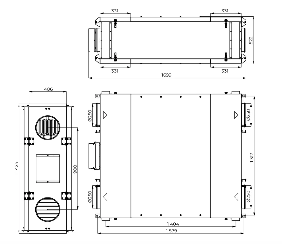 Габаритные размеры — Zenit Standart X 1010 6E380. Размеры в миллиметрах.