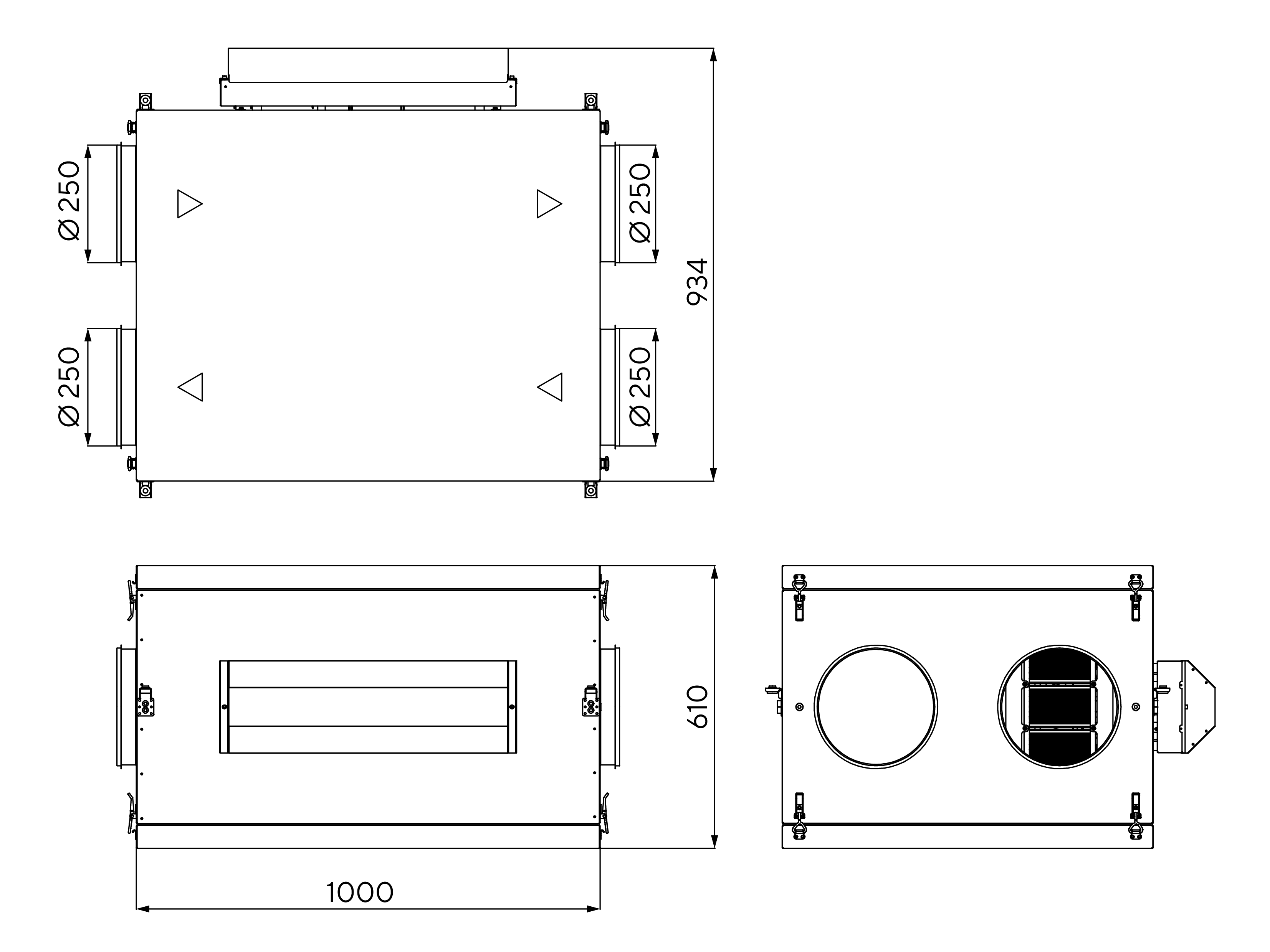 Габаритные размеры — Orbita X 910 3/4,5E. Размеры в миллиметрах.